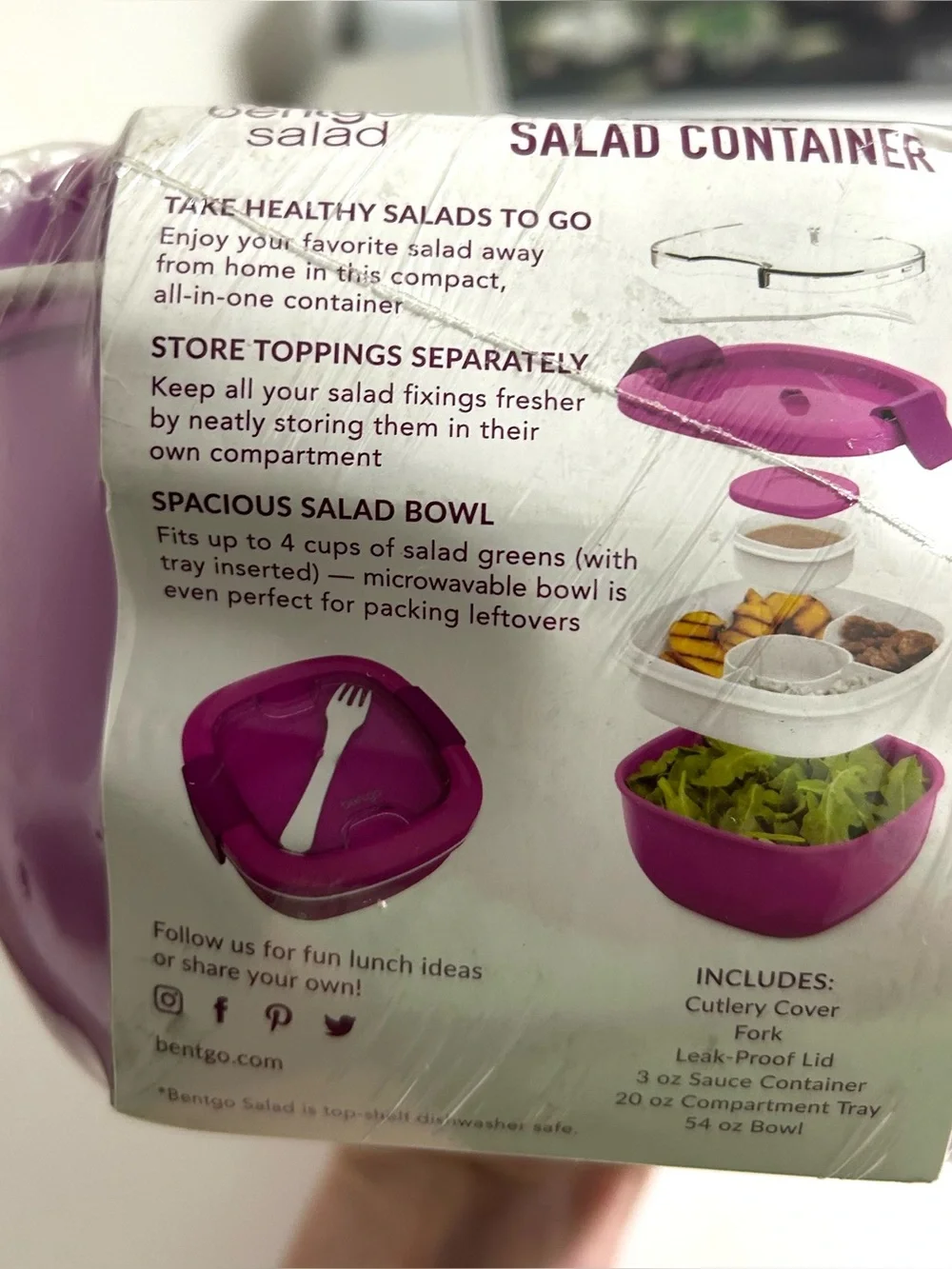 NWT Bentgo Salad Container Purple, All-in-One with a fork